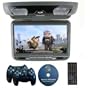 New Gray 9" Overhead Flip Down Roof Mount LCD Car Monitor Package With DVD Player with 2 Wireless 32 bit game Controllers: Game Disk