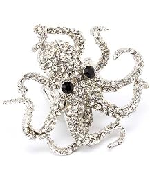 Sea Creature Octopus Bling Crystals Cocktail Ring