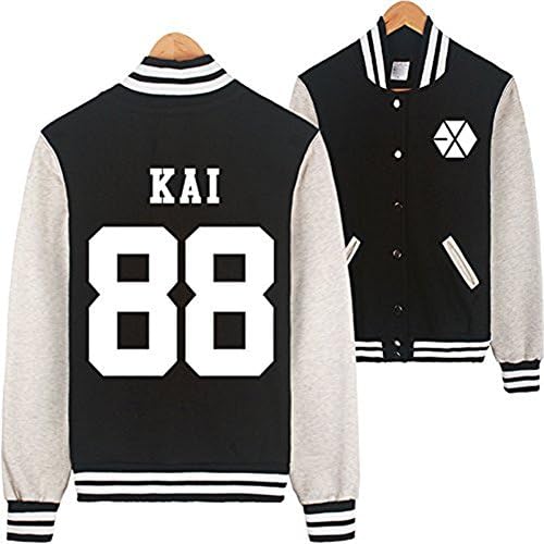 Treesate Grace Karin Kpop EXO EXO-M EXO-K Varsity Baseball Jacket Black