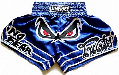 Muay Thai Kick Boxing Shorts Trunks Pants Blue Size M Satin No Fear