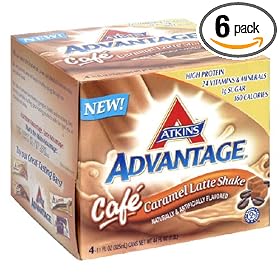 Atkins Advantage Shake, Cafe Caramel Creme Latte Shake, 11-Ounce, 4-Count Cans  (Pack of 6)