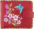 Butterfly and Flowers Embroidery Wallet Red Md