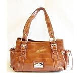 Nine West Croc Dynasty Medium Satchel (Nutmeg)