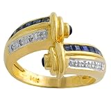 0.4 Cttw Sapphire & 0.10 Ct Diamond 14 Karat Yellow Gold Bypass Ring Size 7