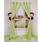Curtain Critters Plush Jungle Safari Chocolate Monkey Curtain Tieback, Car Seat, Stroller, Crib Toys Set (2)