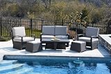 Alfresco Home Vento All-Weather Wicker Deep Seating Group in Java Brown - Dupione Sand (cushion)