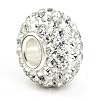 Swaroski White Crystal Ball Bead Sterling Silver Charm Fits Pandora Chamilia Biagi Trollbeads European Bracelet