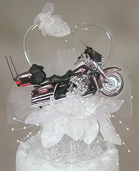 Motorcycle and Heart Cake Topper