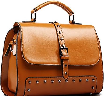 hand bag mini messenger bag hand female rivet bag Korean (Brown)