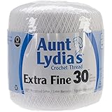 Coats Crochet Aunt Lydia's Crochet, Cotton Extra Fine Size 30, White