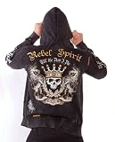 Rebel Spirit Royal King Skull Velvet Crosses Skull Hoodie XXL
