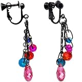 51jsz3C%2BaLL. SL160  Fuchsia & Black Dangle Feather Earrings Leaf Accent, 6 Inches Long