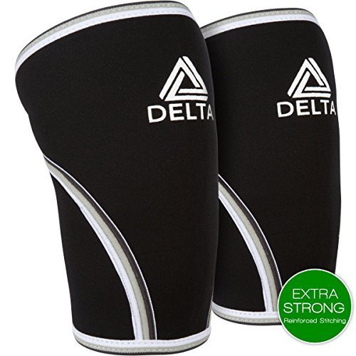Knee Sleeves (Pair) - Best Compression & Support for Crossfit, Weightlifting, & Powerlifting By Delta Strength. 7mm Neoprene Sleeves Perfect for Men & Women - 1 Year Warranty (Medium)