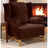 Stretch Velvet Wing Chair Slipcover