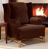 Stretch Velvet Mesquite Wing Chair Slipcover