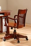 Mission Style Oak Finish Wooden Adjustable Home Office Desk Chair