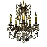 Chateau Design 5-Light 19'' Antique Brass or French Gold Mini Chandelier with European, Swarovski, or 30% Lead Crystals SKU# 11223