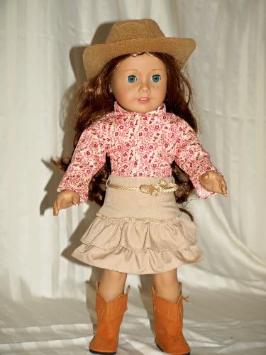 18 Inch Doll Clothes Outfit Fit American Girl Doll Saige, Isabelle, Shirt Skirt Boots Cowgirl Hat
