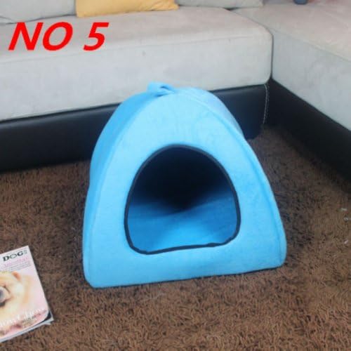 Small dogs Teddy VIP kennel pet nest cat litter cotton nest dog tent doghouse (No.5-Light Blue,M)