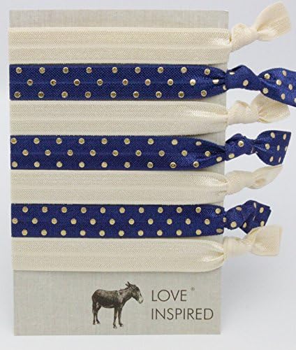Elastic Knotted Ponytail Holders Hair Ties Ribbon Twist Bands Accessories Gold Poka Dots Pattern with Solids By Love Inspired Me