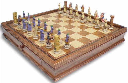 Crusades III Theme Chess Set with Walnut Case