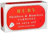Ruby Skinless and Boneless Sardines In Soya Oil, 4.38-Ounce Tins (Pack Of 25)