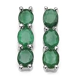 2.10 Carat Genuine Emerald Oval Sterling Silver Earrings