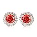 Bamoer Cubic Zirconia Platinum Plated Flower Design Round Stud Earrings