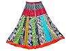 Womans Red Maxi Skirt Patch Work Crinkle Cotton Skirts