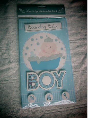 Luxury Handcrafted Card to Congratulate for a Beautiful Baby Boy 5232-c