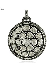 Sterling Silver Rose Cut Diamond Pendant Necklace New Vintage Look Jewelry