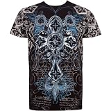 Cross Metallic Silver Embossed Short Sleeve Crew Neck Cotton Mens Fashion T-Shirt