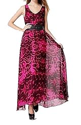 Petite V-neck Floral Print  Chiffon Full Length  Ball Gown Evening Dress 