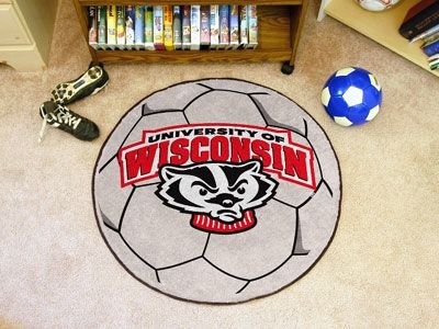 Buy Wisconsin Badgers NCAA Soccer Ball Round Floor Mat (29) Badger Logo by Fan Mats
