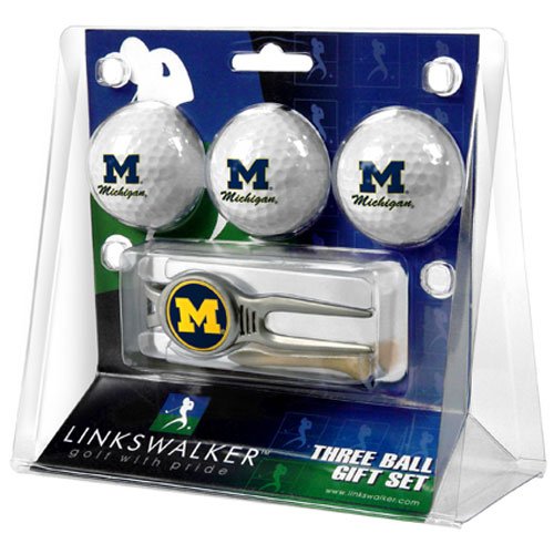 Michigan Wolverines NCAA 3 Ball Gift Pack w/ Kool Tool