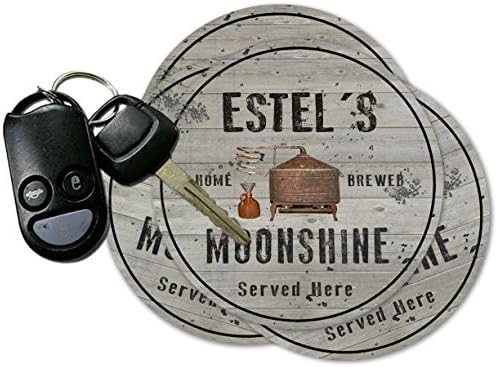 ESTEL'S Home Brewed Moonshine Coasters - Set of 4