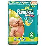 Pampers Baby-Dry Size 2 (6-13 lbs/3-6 kg) Nappies - 2 x Economy Packs of 70 Nappies