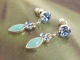 Image of Fashion earrings 762 blue drops on silver colour metal