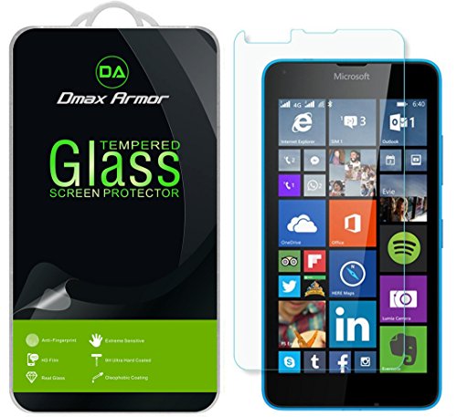 Microsoft Lumia 640 Glass Screen Protector, Dmax Armor [Tempered Glass] 0.3mm 9H Hardness, Anti-Scratch, Anti-Fingerprint, Bubble Free, Ultra-clear
