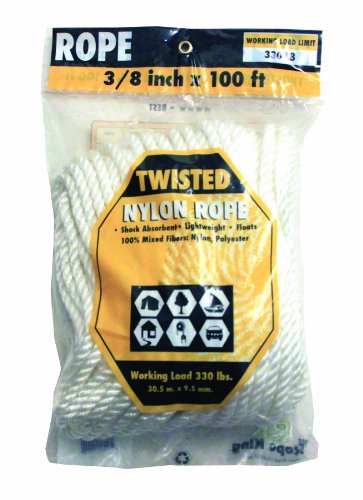Rope king tn-38100 twisted nylon rope - bagged - 3/8 in…