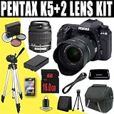 51jtn5qOURL. SL160  Pentax K 5 16.3 MP Digital SLR with 18 55mm Lens and 3 Inch LCD and 50 200mm f/4 5.6 Lenses (Black) + DLI90 Battery + 16GB SDHC DavisMAX Accessory Kit HDMI Tripod Bundle