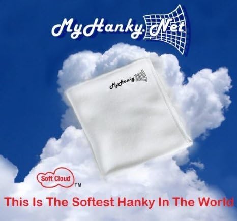 My Hanky - White Stitch With Logo - This is the Softest Cotton Handkerchief in the World, 3 Pack Boxed Set