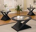 3pc Coffee Table Set with "X" Base in Rich Black Finish