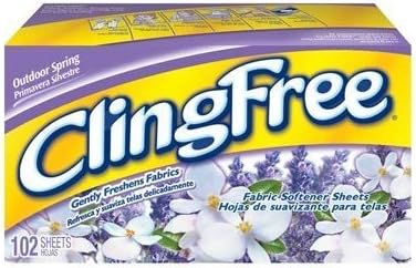 ClingFree Fabric Softener Sheets, Outdoor Spring, 102 Ct (Pack of 6)