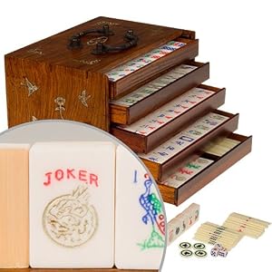 American Bone and Bamboo Mahjong Set 5 Drawer Box
