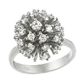 Sterling Silver Cubic Zirconia Disco Ball Ring - silver ( 7" )