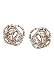 14k Rose Gold 2.08 Ctw Enlaced Diamond Pave Earrings