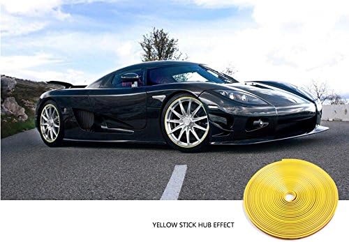 Archie Benson 26ft/8m Cuttable Replaceable Car Vehicles Auto Motorcycle Wheel Rim Edge Scratch Guard Protection Line Tape Moulding Strips Set (Yellow)