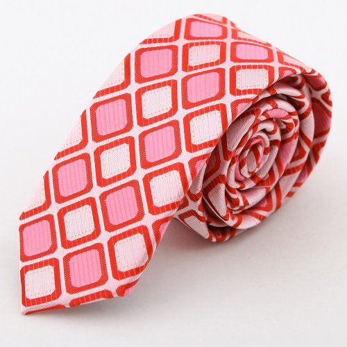 Pink Plaid Skinny necktie Matching Gift Box Set hot pink valentines day PS1047
