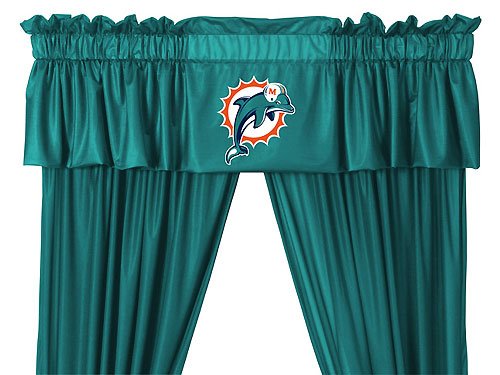 NFL Miami Dolphins 5pc Curtain Set Jersey Drapes and Valance